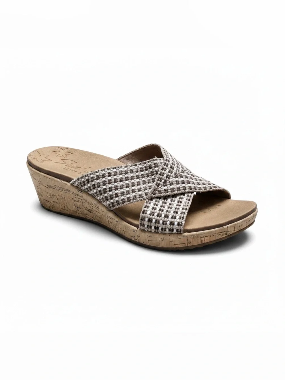 Skechers Two-Tone Brown Woven Cork-Platform Wedges